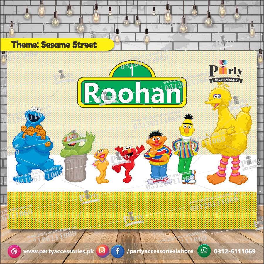 Customized Sesame Street Theme Birthday Party Backdrop