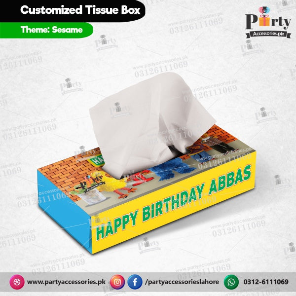 Customized Tissue Box Sesame Street theme birthday table Decor