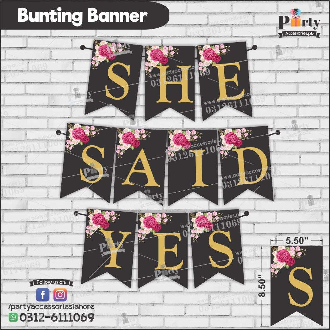 SHE SAID YES Bunting Banner for BRIDAL SHOWER