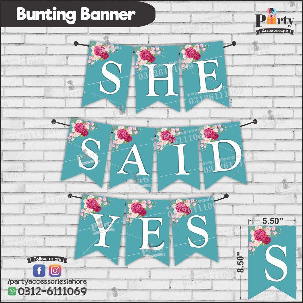 SHE SAID YES Bunting Banner for BRIDAL SHOWER