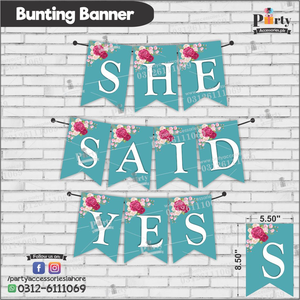 SHE SAID YES Bunting Banner for BRIDAL SHOWER