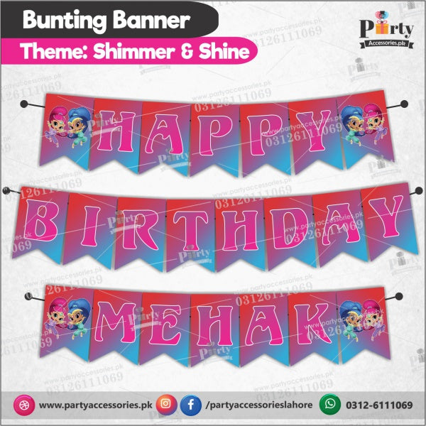Customized Shimmer and Shine theme Birthday Bunting Banner for Birthday