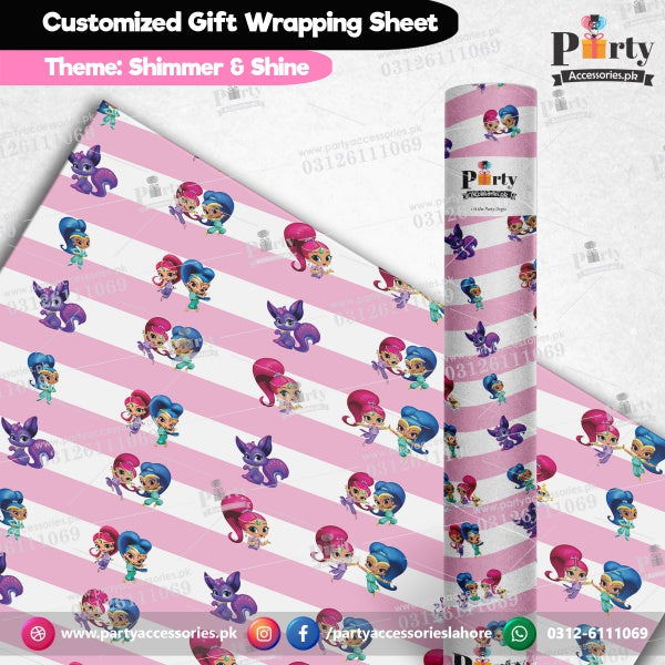 Gift wrapping sheets for Shimmer and Shine theme birthday party
