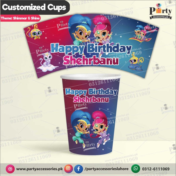 Customized disposable Paper Cups for Shimmer and Shine theme party