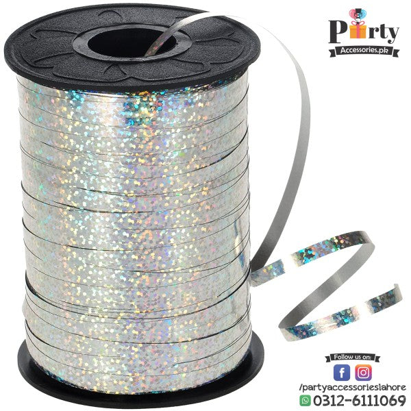 Curl Balloon Ribbon Roll 100 yard golden and silver
