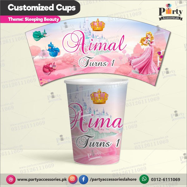 Customized disposable Paper CUPS for Aurora Princess theme party