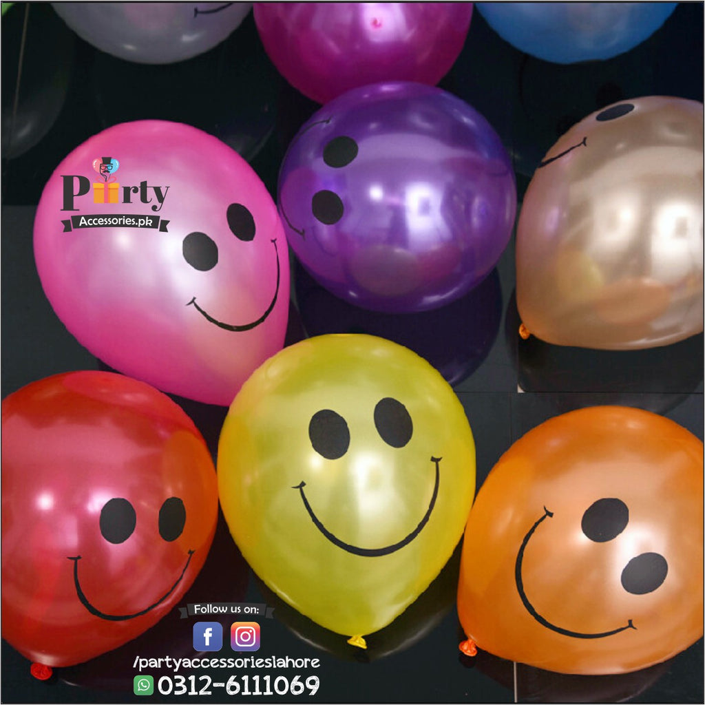 Smiley Printed Latex Balloons Multi Colors