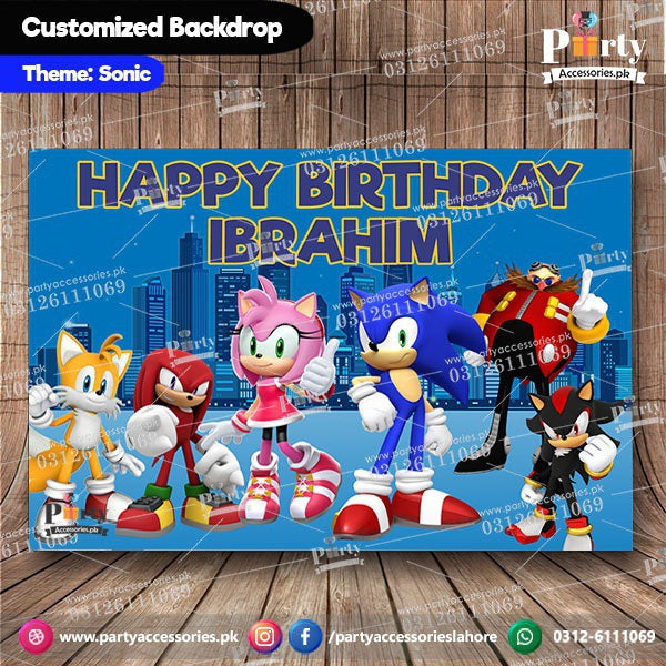 Customized Sonic Theme Birthday Party Backdrop