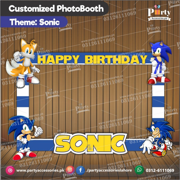 Customized Photo Booth / Selfie frame for Sonic theme birthday party