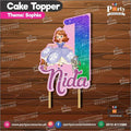 Customized card cake topper for birthday in Princess Sofia