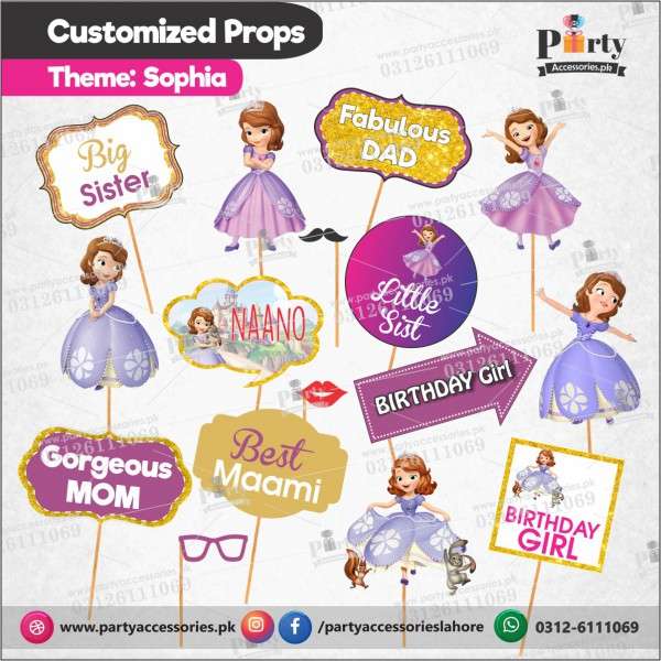 Customized props set for Princess Sofia theme birthday party
