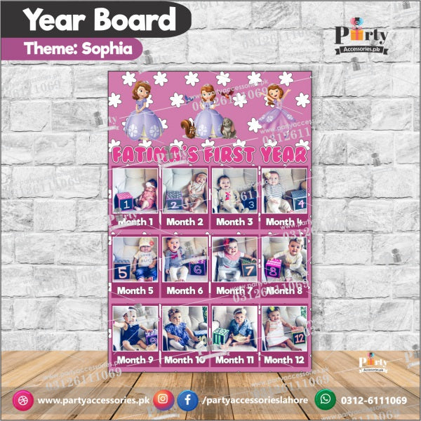Customized Month wise year Picture board in Princess Sofia theme (year board)