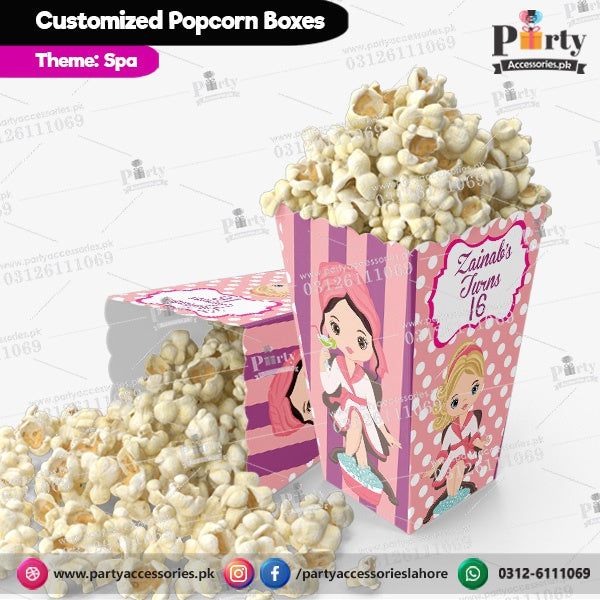 Customized Popcorn boxes for Spa themed birthday party