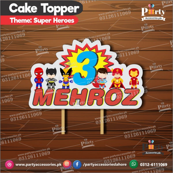 Superheroes Avengers theme birthday CARD cake topper customized 