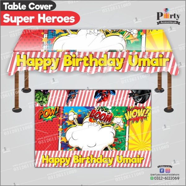 Customized Super Hero  theme Birthday table top sheet