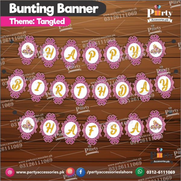 Customized Tangled Rapunzel theme Birthday Bunting Banner Cut outs