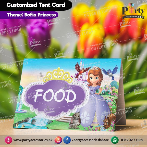 Sofia the first theme birthday Table Tent cards