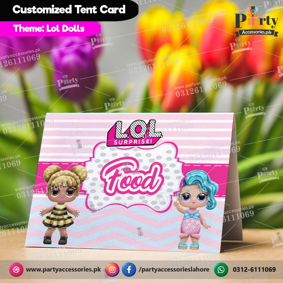 Lol Dolls theme birthday Table Tent cards 