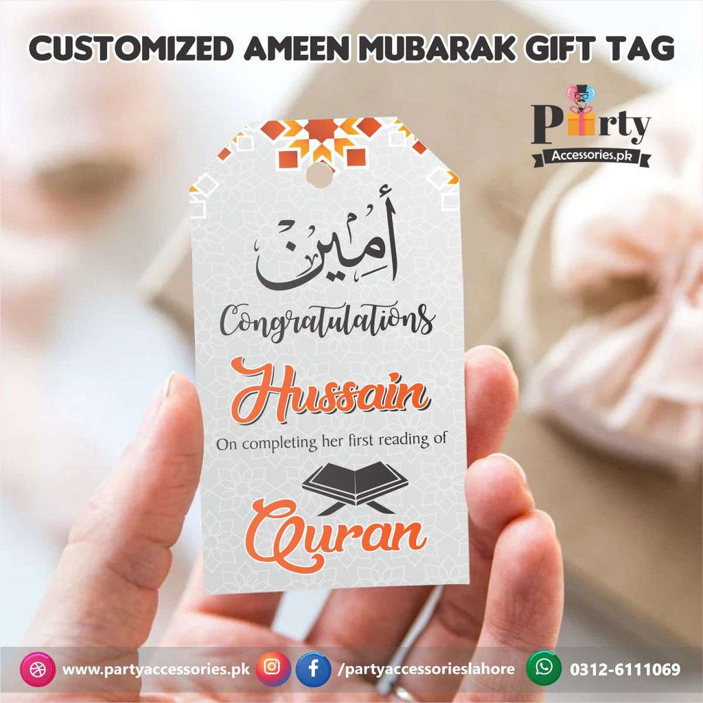 Customized Ameen Mubarak Gift tag in elegant Colors
