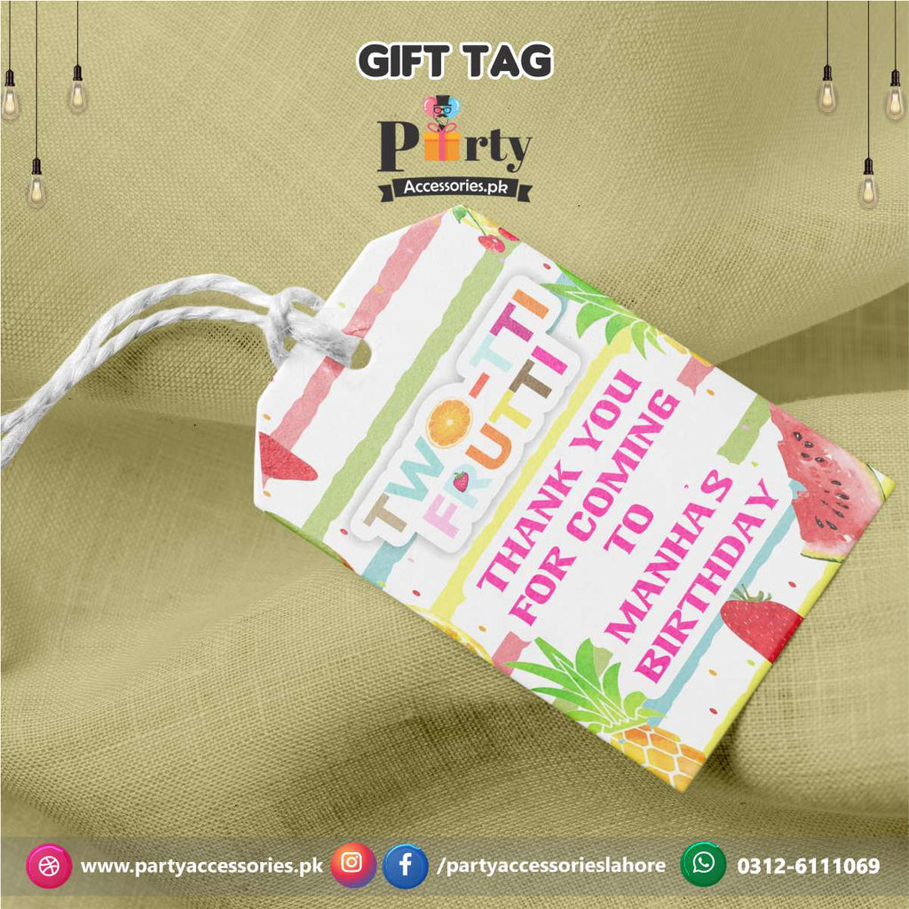 Tutti Fruiti theme Birthday Party Gift / Thank you tags in Multi lines
