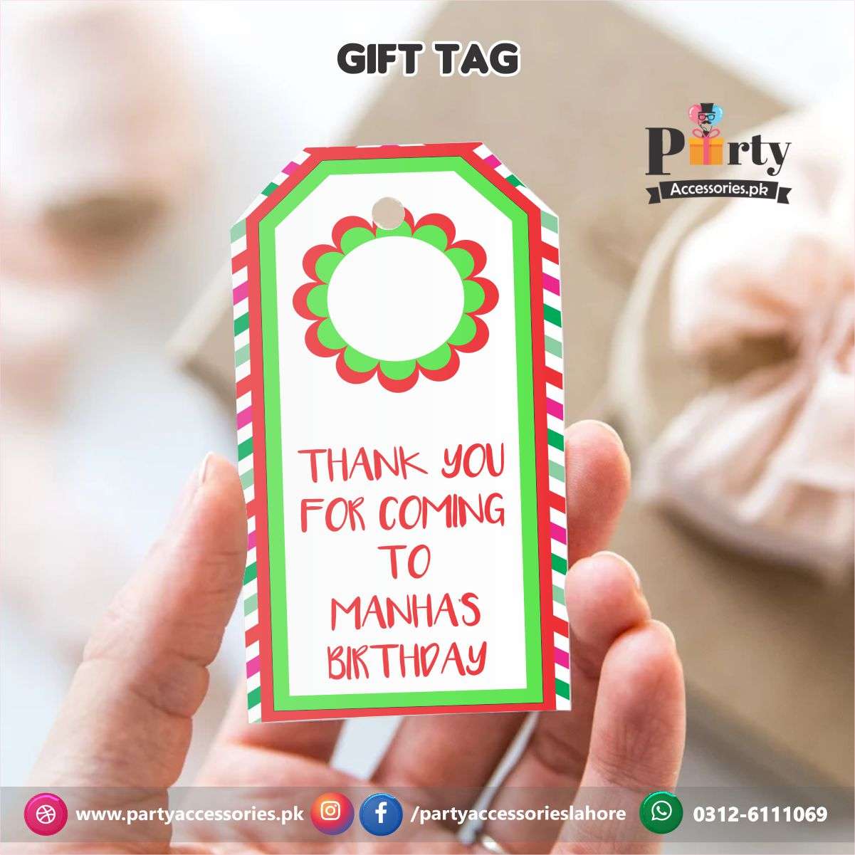 Customized Tutti Fruiti theme Party Gift / Thank you tags