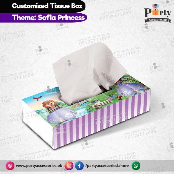 Customized Tissue Box in Sofia the first theme birthday table Decor