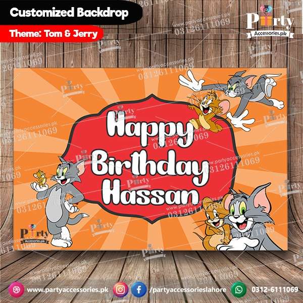 Customized Tom and Jerry Theme Birthday Backdrop