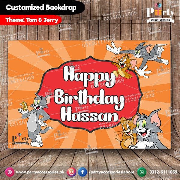 Customized Tom and Jerry Theme Birthday Backdrop