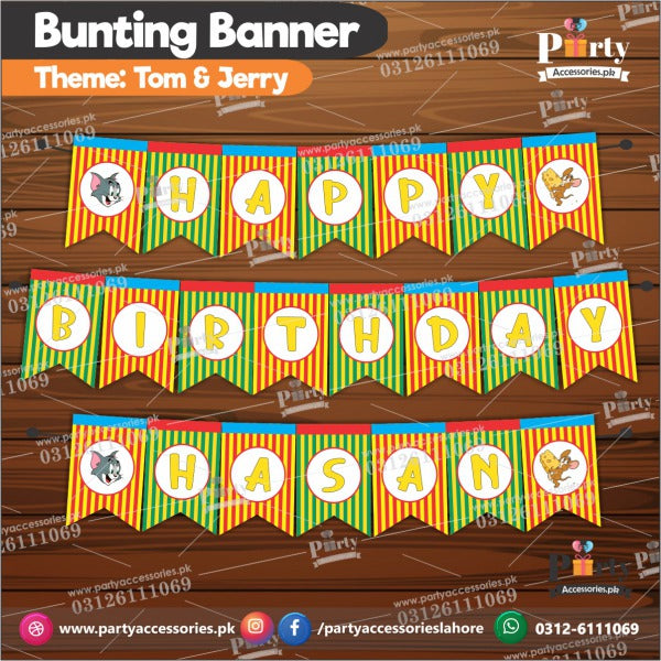 Customized Tom and Jerry theme Birthday bunting Banner