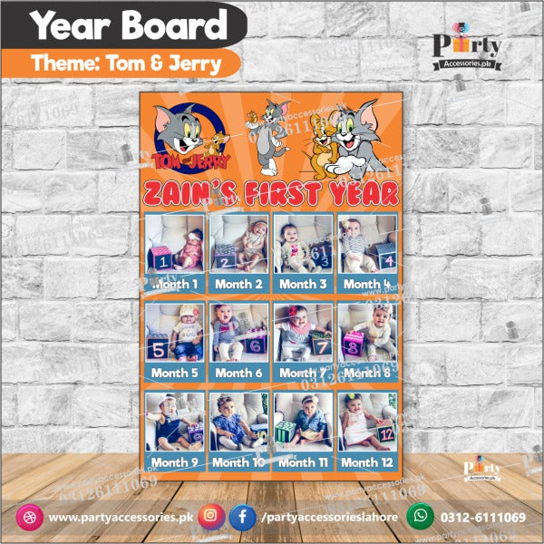 Customized Month wise year Picture board in Tom and Jerry theme (year board)