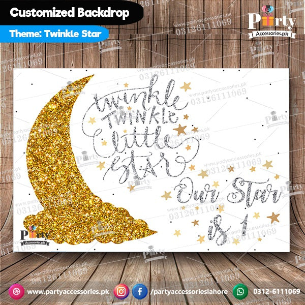 Customized Twinkle Twinkle little star theme Birthday Backdrop for boys