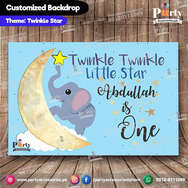 Customized Twinkle Twinkle little star theme Birthday Backdrop for boys