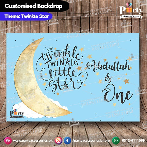 Customized Twinkle Twinkle little star theme Birthday Backdrop for boys
