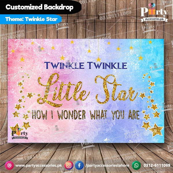 Customized Twinkle Twinkle for Girls Theme Birthday Backdrop