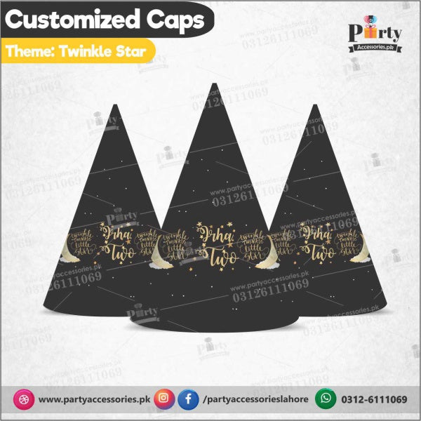 Customized Cone shape caps for Twinkle Twinkle little star theme for Boys