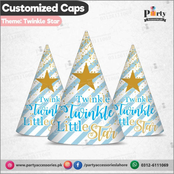 Customized Cone shape caps for Twinkle Twinkle little star theme for Boys