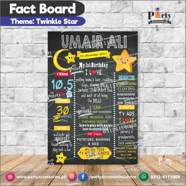 Customized Twinkle Twinkle Little star theme first birthday Fact board / Milestone Board