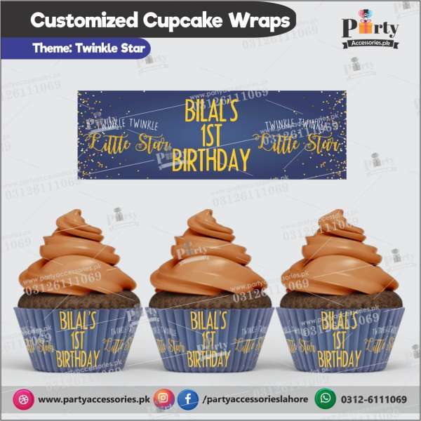 Customized Twinkle Twinkle little star theme Cupcake wraps