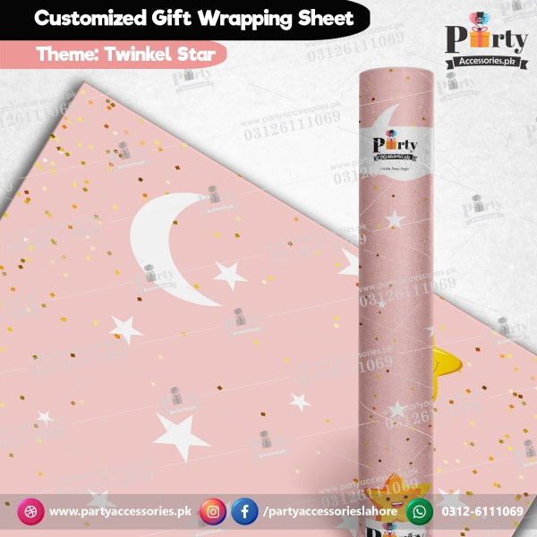 Gift wrapping sheet for Twinkle Twinkle little star for Girls theme birthday party