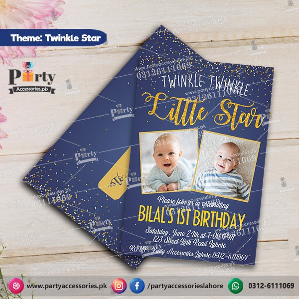 Customized Twinkle Twinkle little star theme for Boys Party Invitation Cards