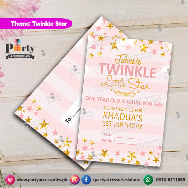 Customized Twinkle Twinkle theme Party Invitation Cards for birthday parties