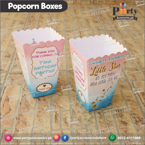 Customized Popcorn boxes for Twinkle Twinkle for Girls themed birthday party