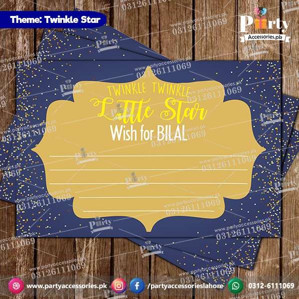 Customized wish cards in Twinkle Twinkle little star theme for Boys