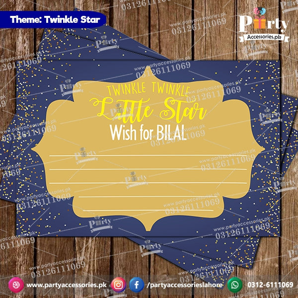 Customized wish cards in Twinkle Twinkle little star theme for Boys