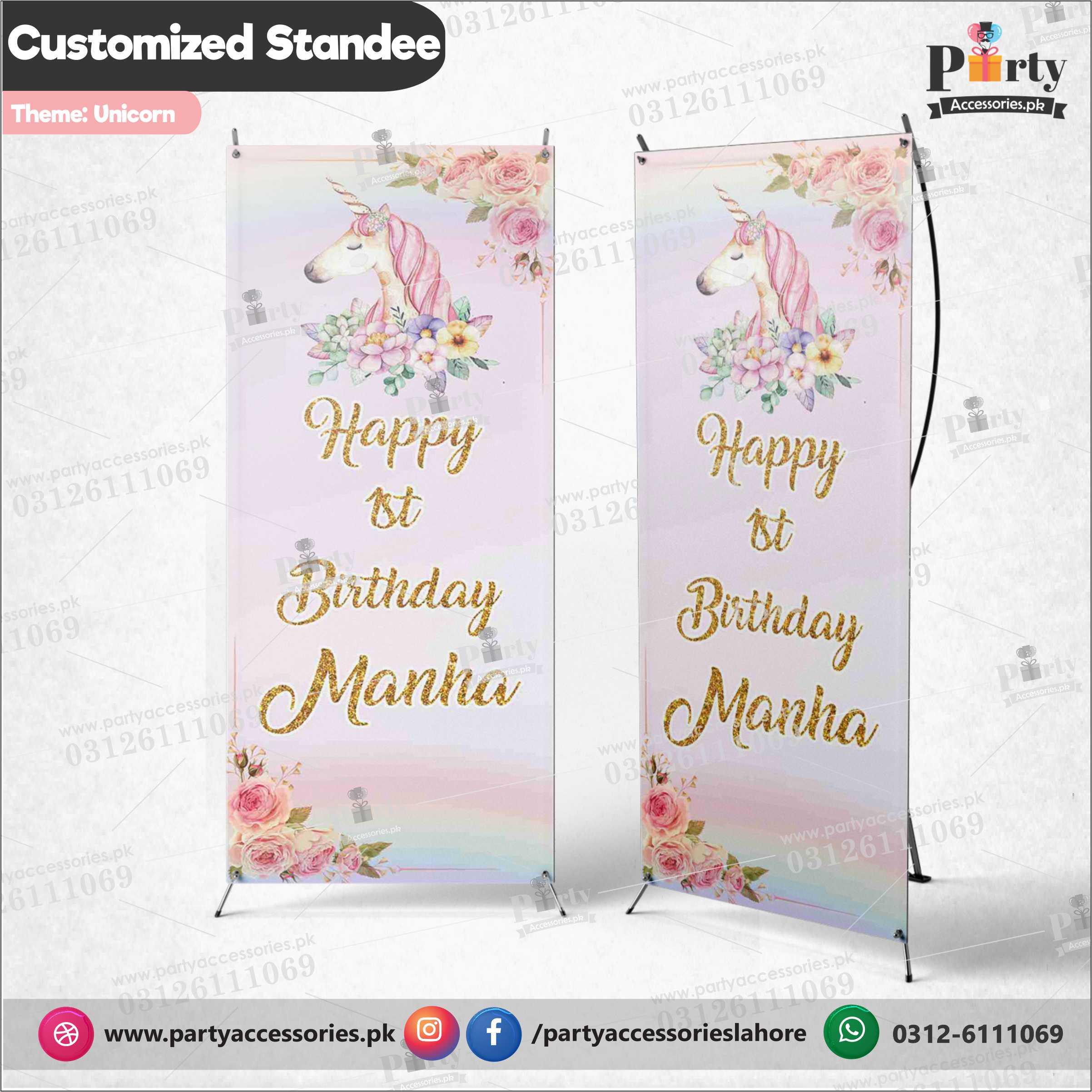 Customized Welcome Standee for Unicorn theme party