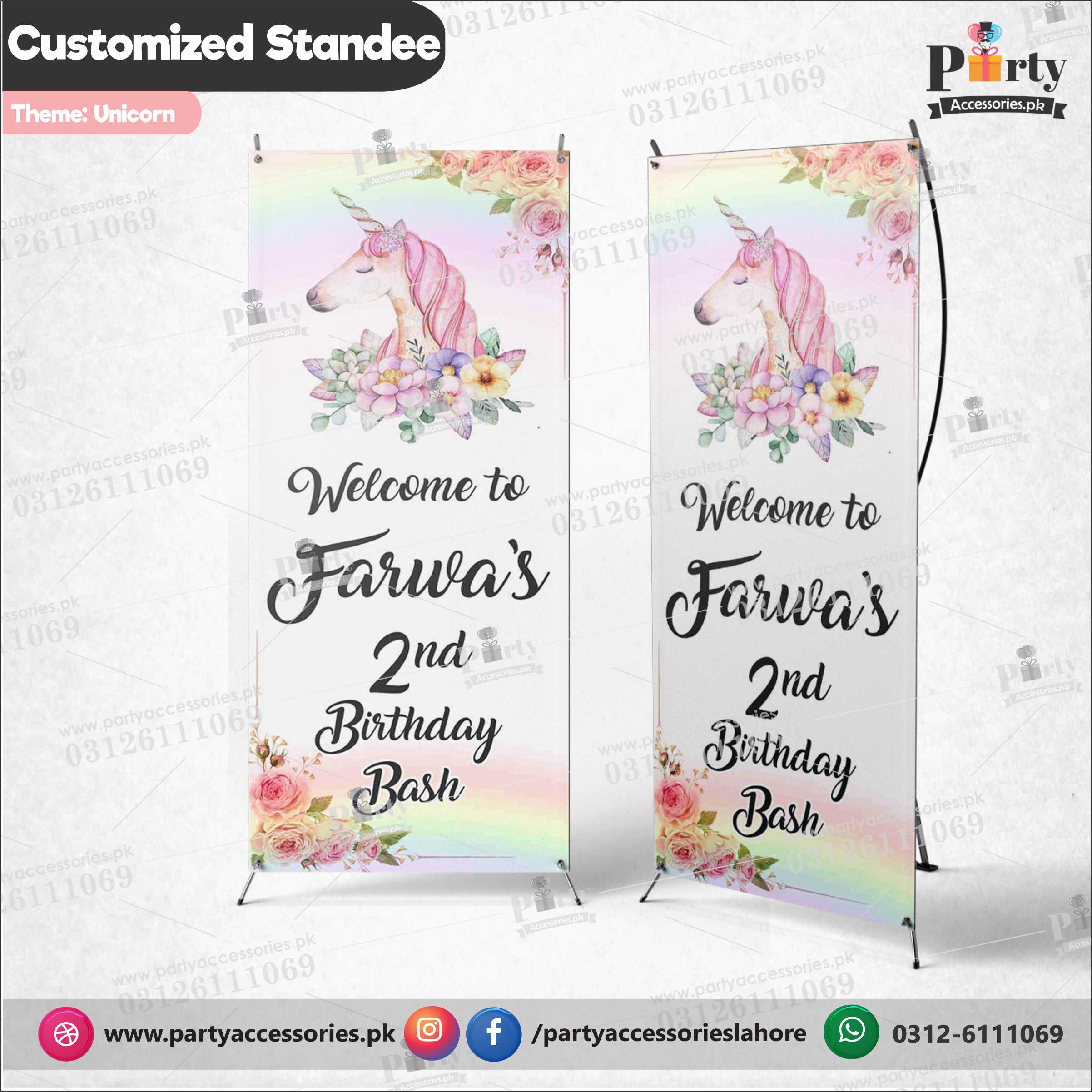 Customized Welcome Standee for Unicorn theme party