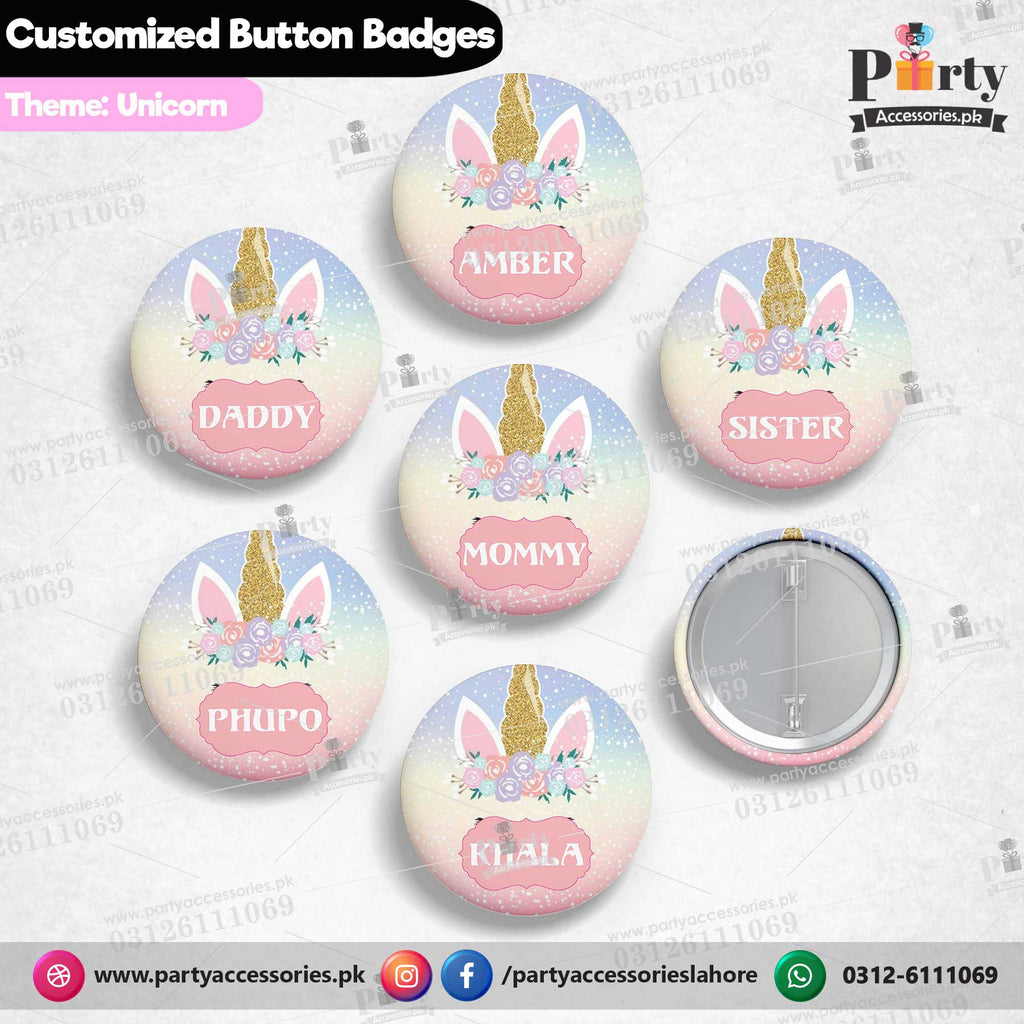 Customized Unicorn button badges