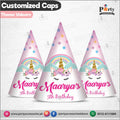 Customized Cone shape caps for Unicorn theme birthday party