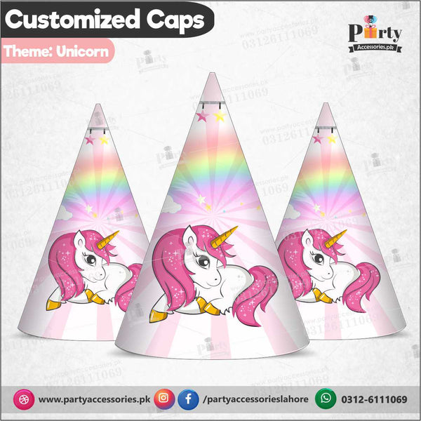 Customized Cone shape caps for Unicorn theme birthday party