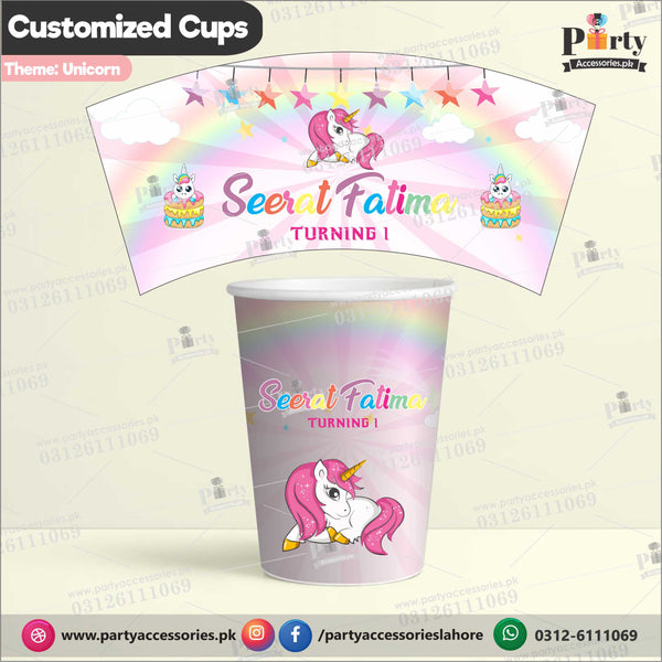 Customized disposable Paper CUPS for Unicorn theme party 